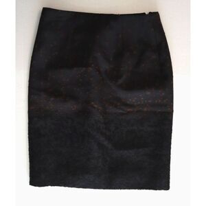 Carolina Herrera Women's Sz 6 Black /Brown Textured Straight Pencil Skirt